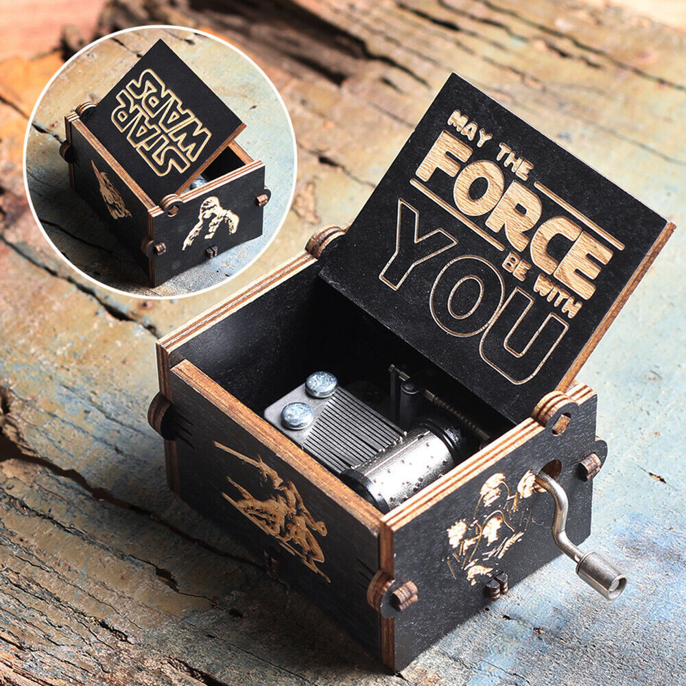 Star Wars Hand Cranked Music Box For Men Father's Day Bday Gifts Wooden Engraved