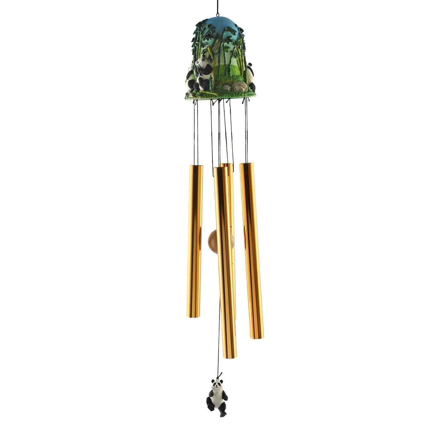 Handpainted Multi Color Resin Panda Pattern Home Decor Musical Wind Chime Bell
