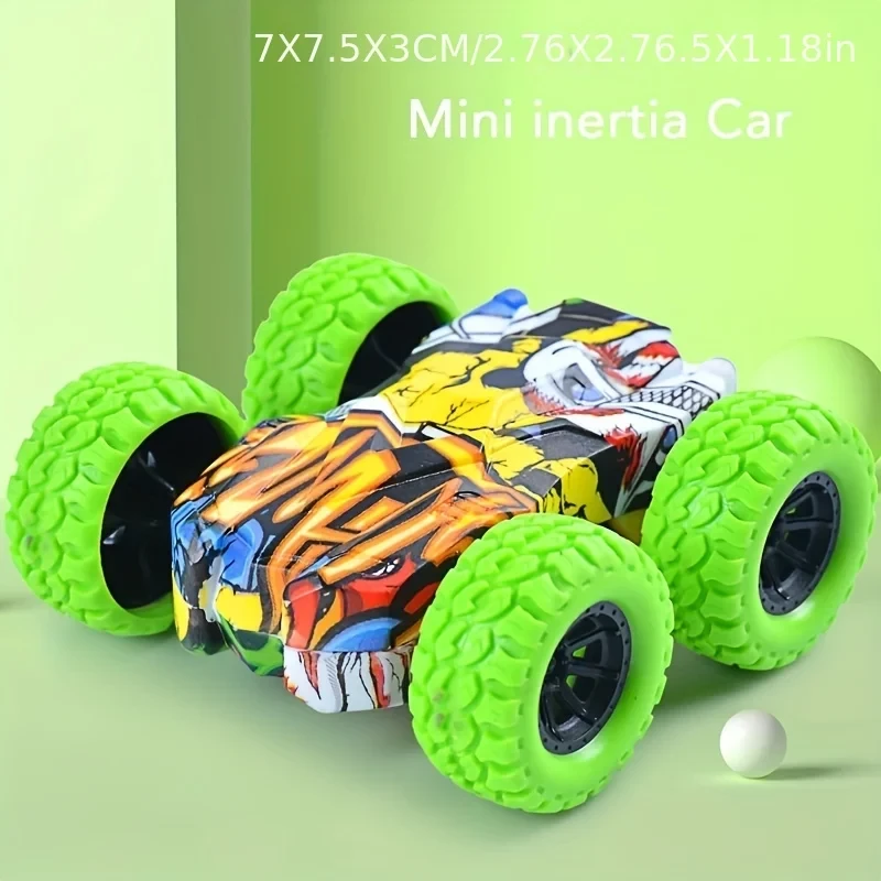 Graffi Rotation Car Mini Stunt Toy Double-Sided 3D Flip Control Toy Car Fall Resistance Shatter-Proof Model for Children Gift